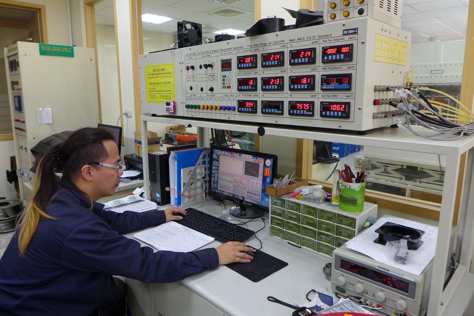 交流散热风扇 风洞测试数值显示