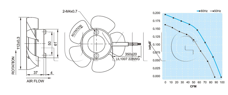 UF12AE23风扇尺寸图